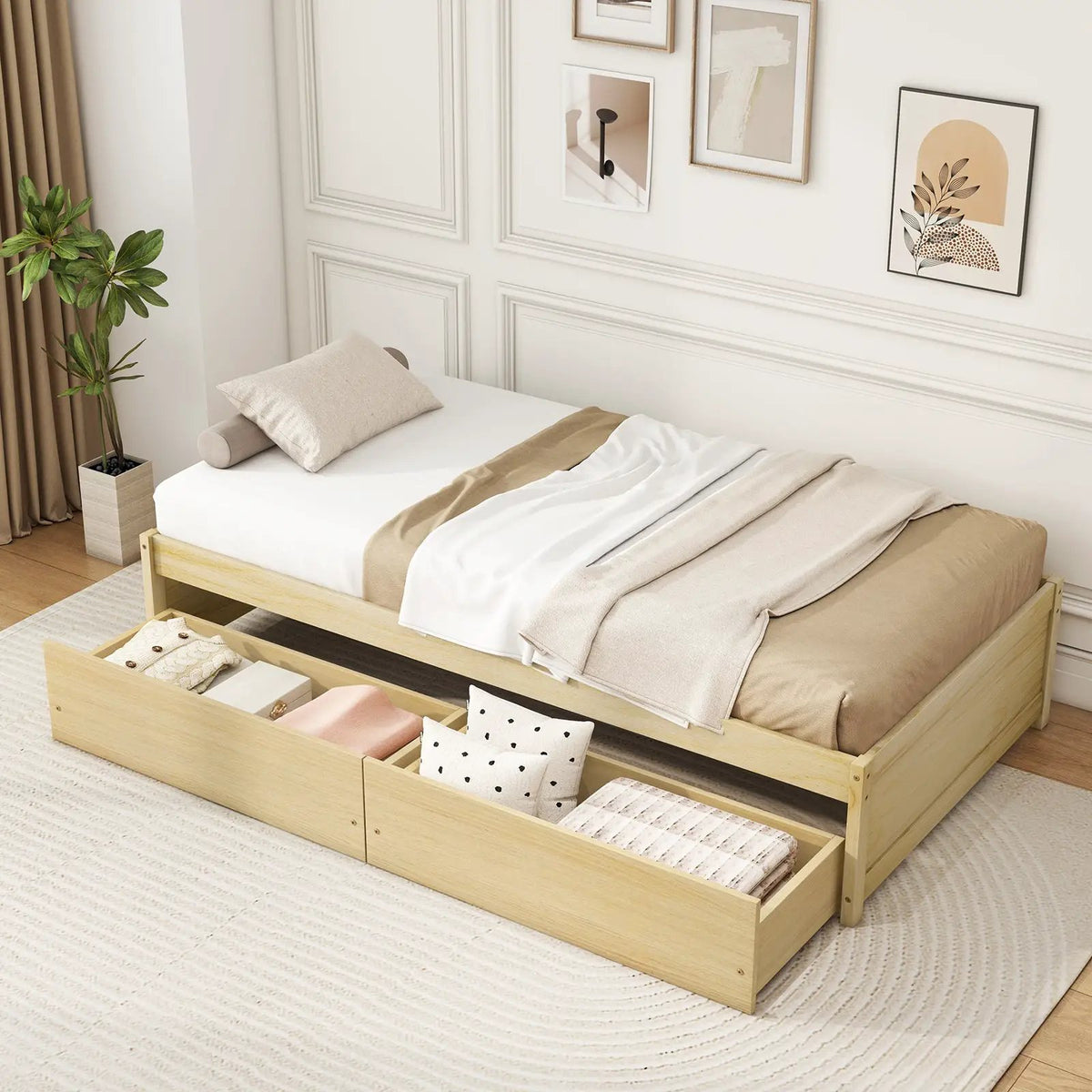 Twin Size Captain Bed with 2 Drawers and Slats Support, photo 2 of 9