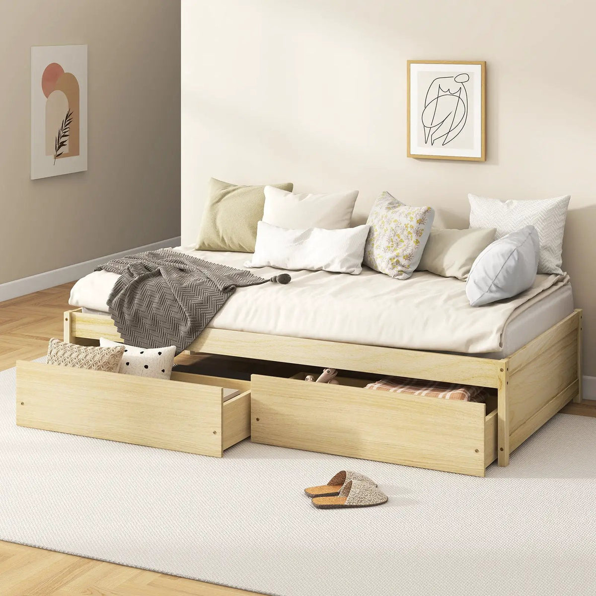 Twin Size Captain Bed with 2 Drawers and Slats Support, photo 6 of 9