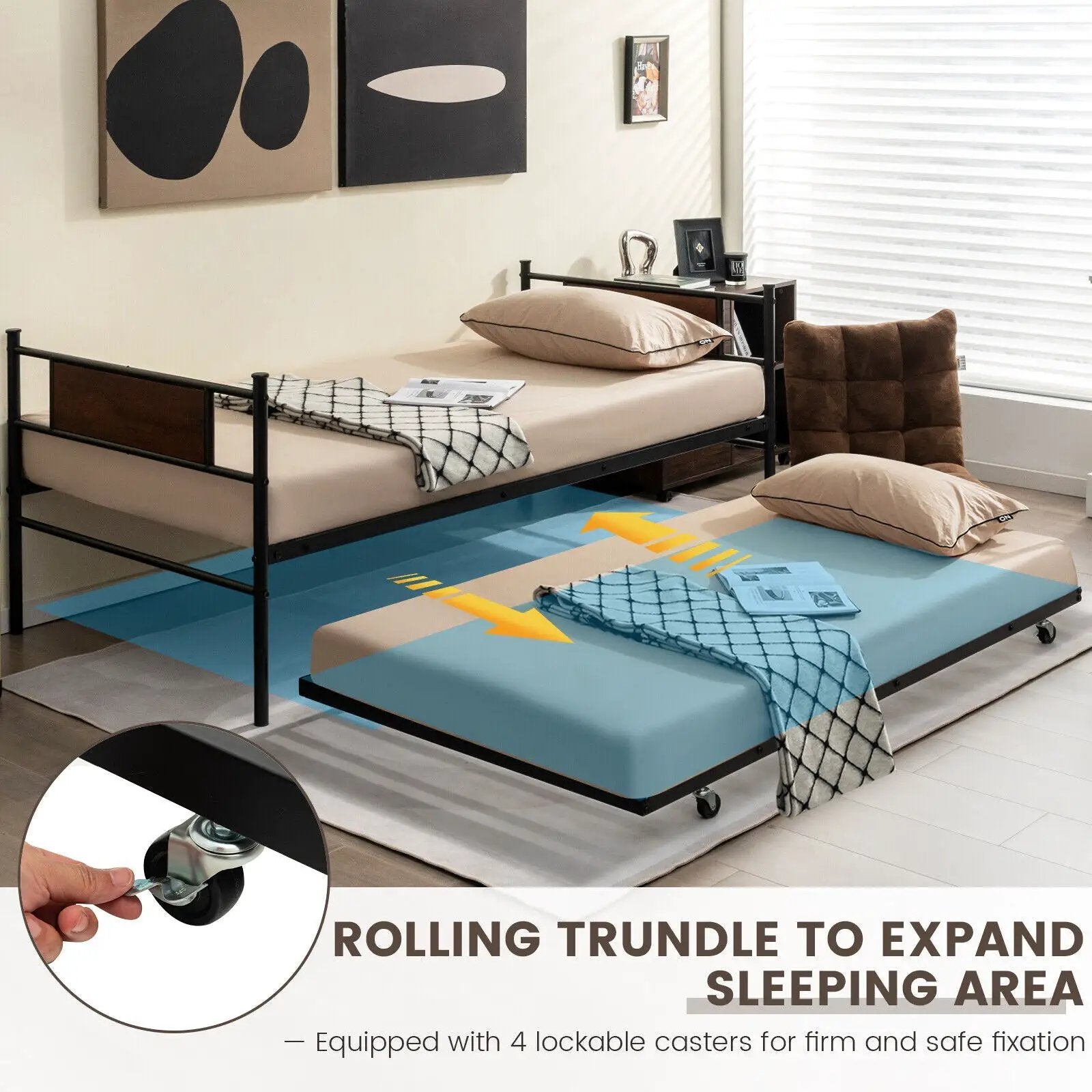 Twin Size 2-In-1 Daybed Frame with Pullout Trundle by DirectDeals