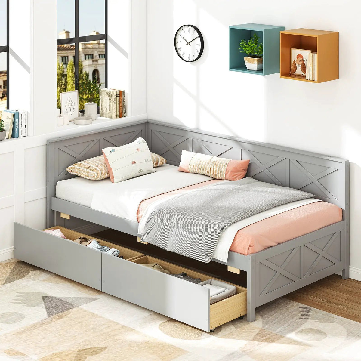 Twin Size Daybed with 2 Storage Drawers No Box Spring Needed