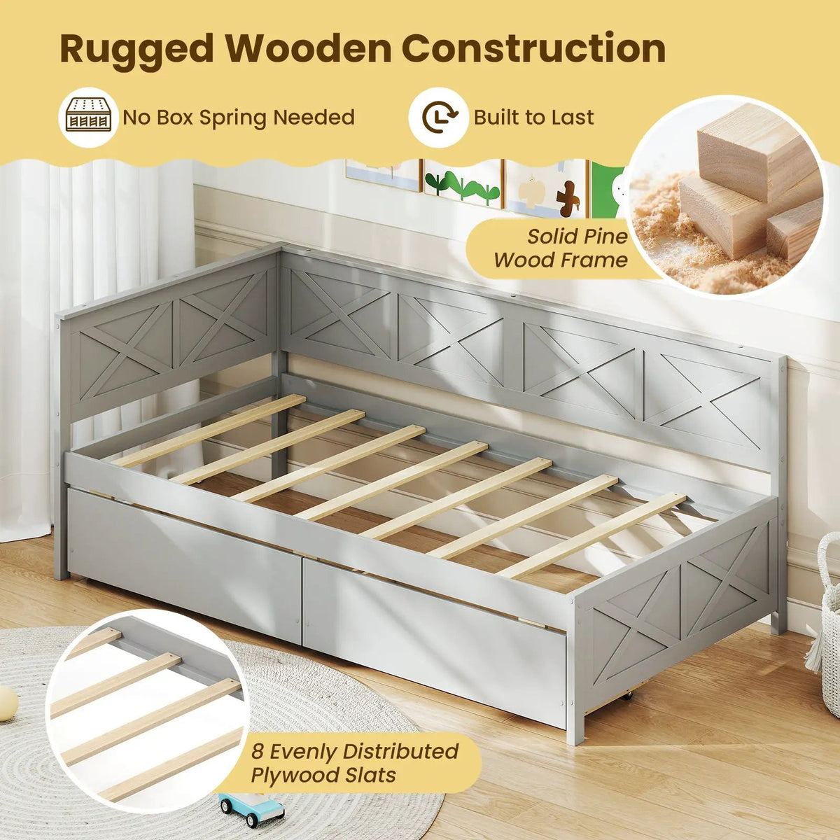 Twin Size Daybed with 2 Storage Drawers No Box Spring Needed, photo 6 of 9