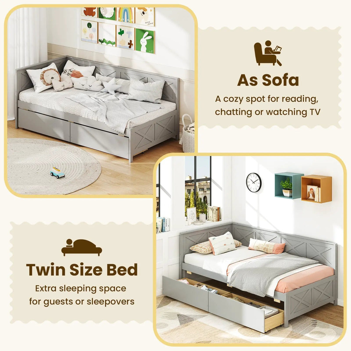 Twin Size Daybed with 2 Storage Drawers No Box Spring Needed, photo 7 of 9
