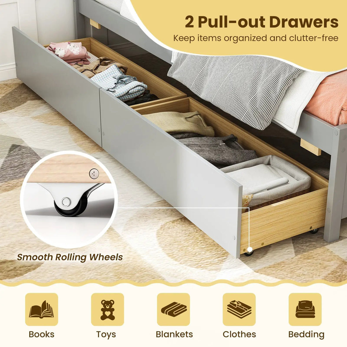 Twin Size Daybed with 2 Storage Drawers No Box Spring Needed, photo 8 of 9