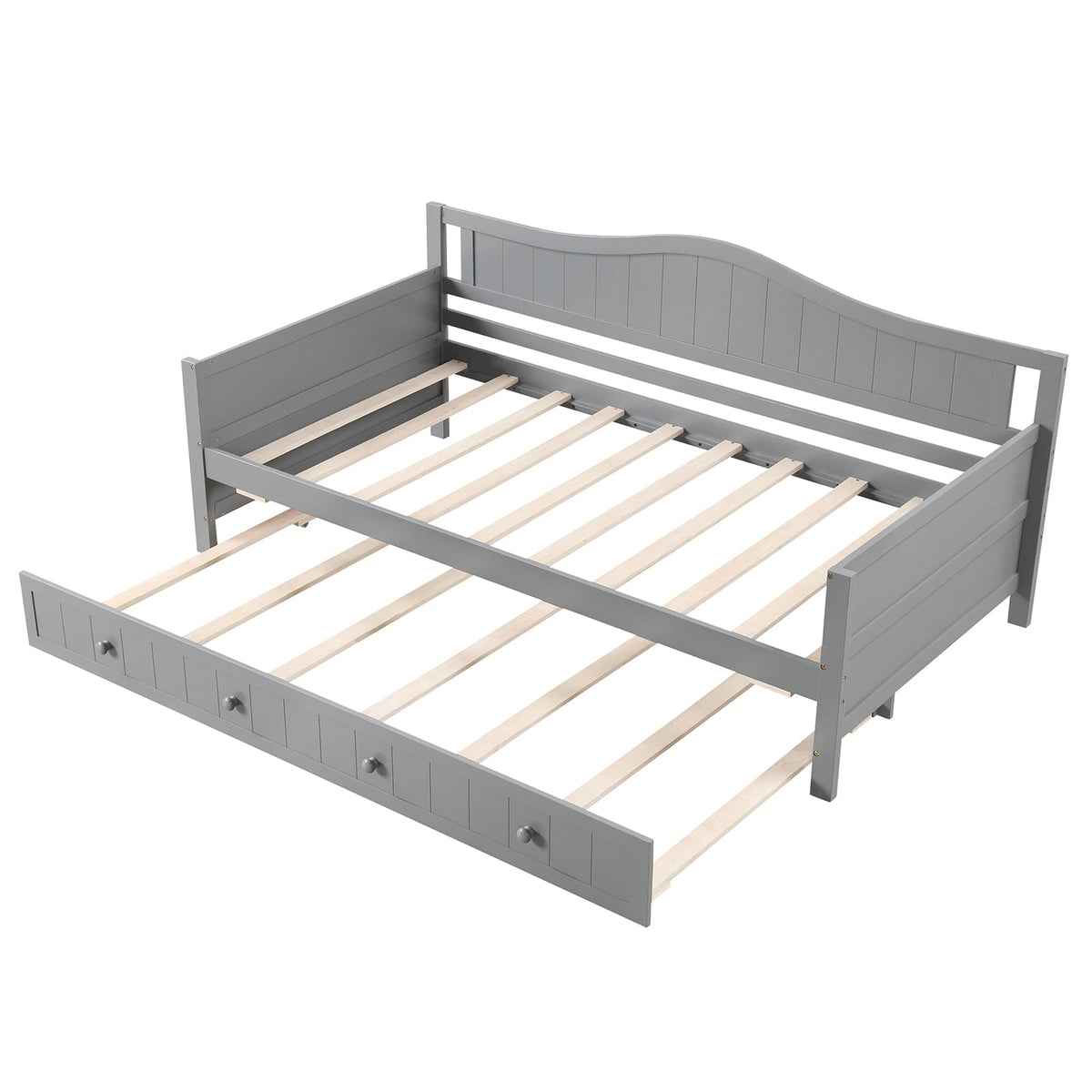 Twin Size Daybed with Trundle and Slats Support on Wheels, photo 3 of 9