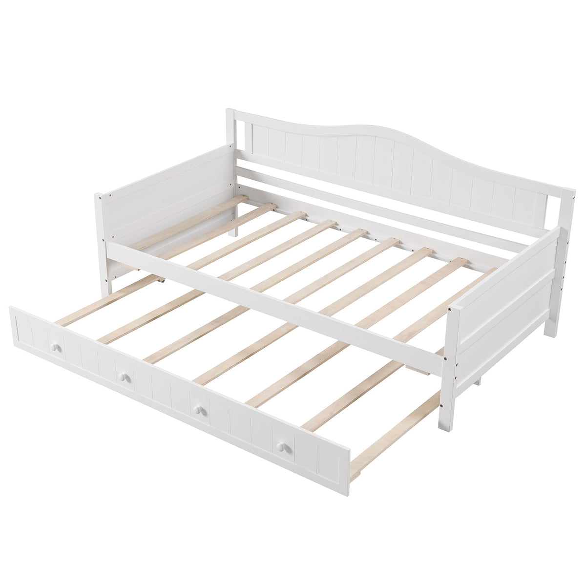 Twin Size Daybed with Trundle and Slats Support on Wheels, photo 9 of 9