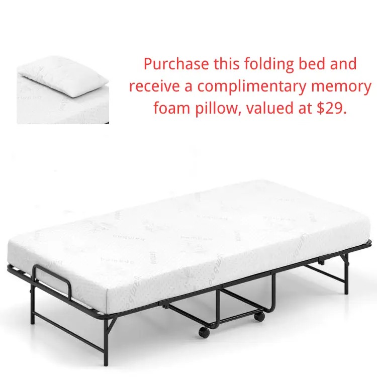 „ÄêFree $29 Pillow with Bed Purchase„ÄëTwin Size Folding Bed with 5 Inch Mattress by DirectDeals