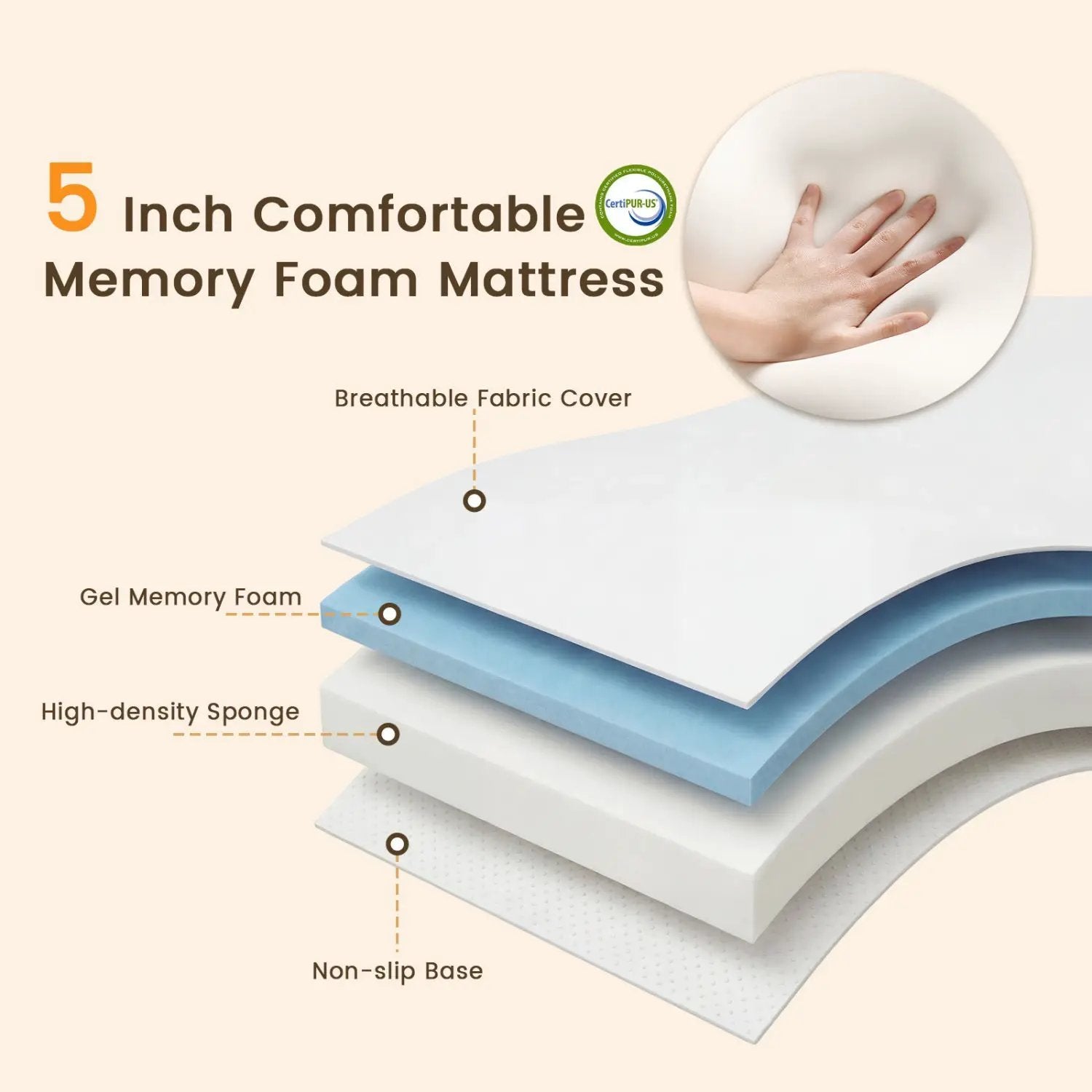Twin Size Folding Bed with 5 by DirectDeals