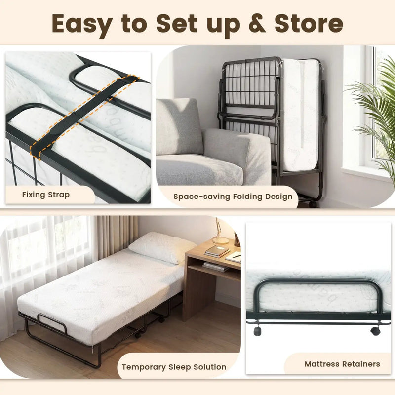 Twin Size Folding Bed with 5 by DirectDeals