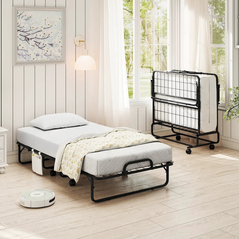 „ÄêFree $29 Pillow with Bed Purchase„ÄëTwin Size Folding Bed with 5 Inch Mattress by DirectDeals