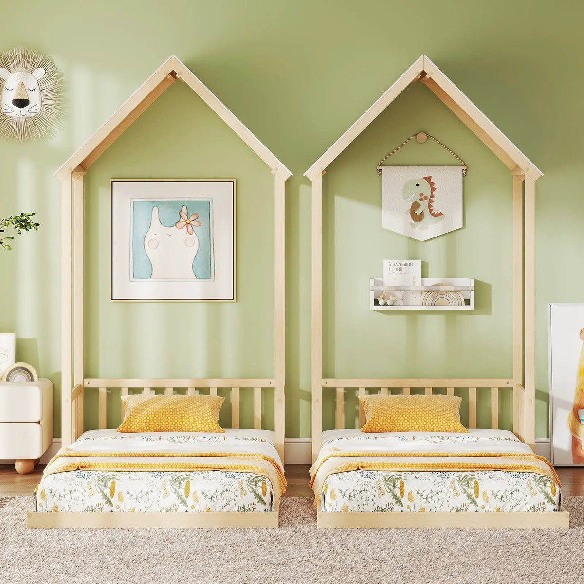 Twin Size House Bed with House Shape Roof and Semi-Fence, photo 13 of 16