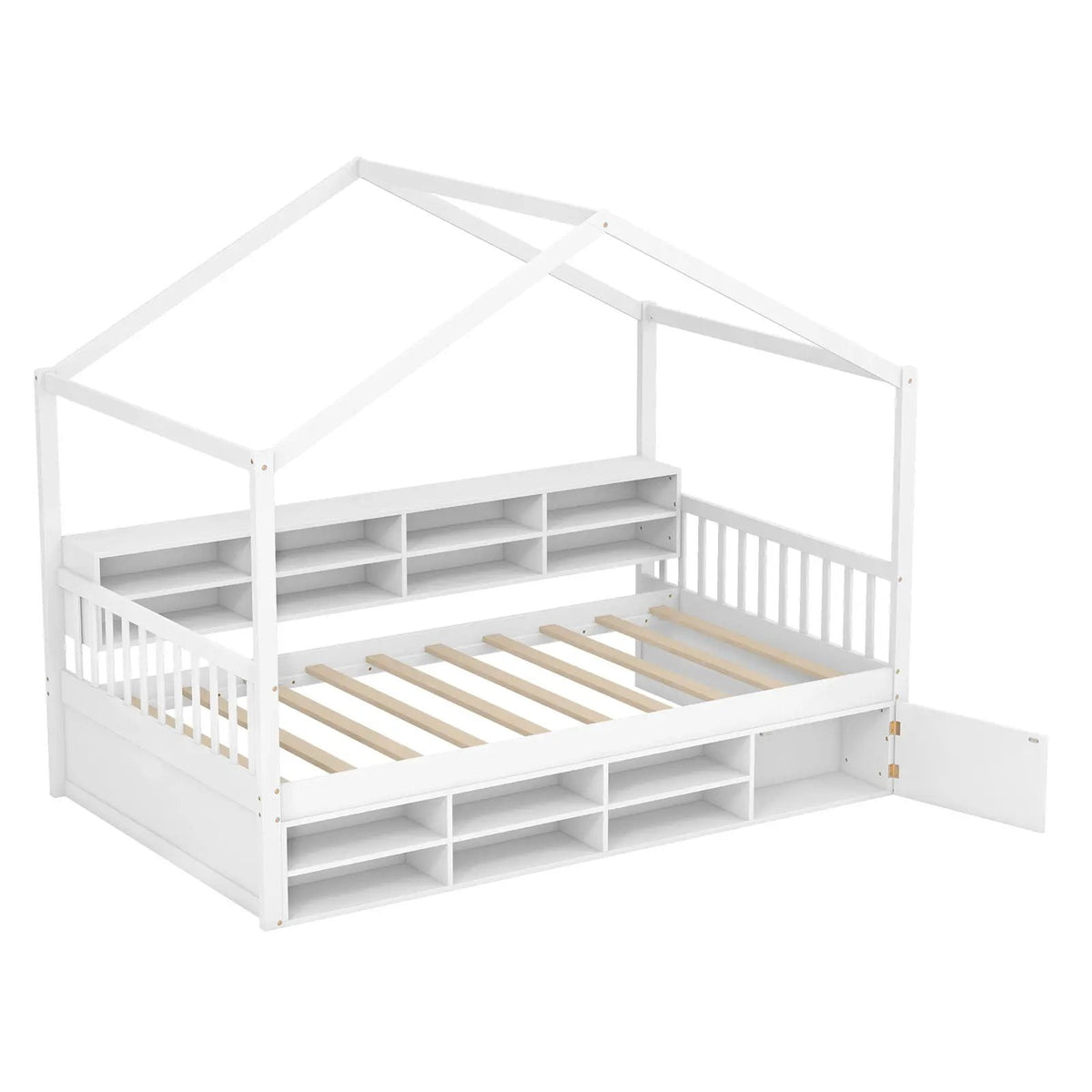 Twin Size House Bed with Roof with 14 Storage Cubes and Enclosed Cabinet, photo 9 of 9