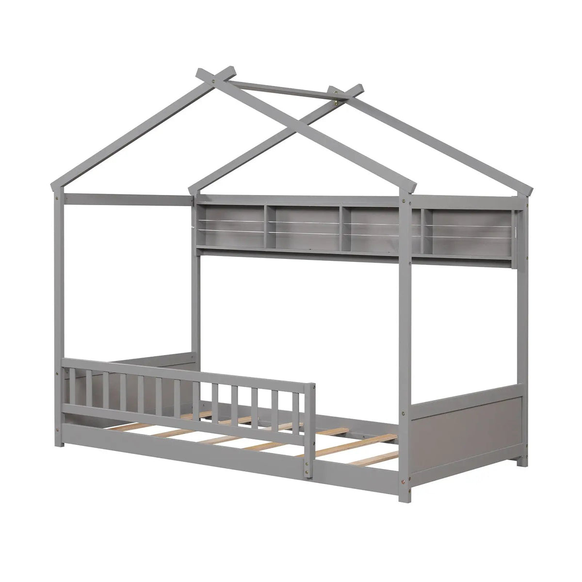 Twin Size House Bed with Storage Shelf and Headboard, photo 3 of 9