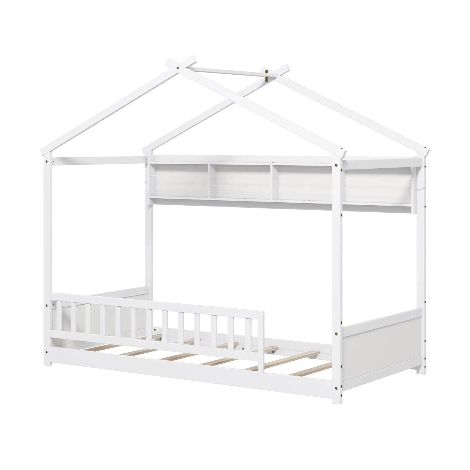 Twin Size House Bed with Storage Shelf and Headboard by DirectDeals