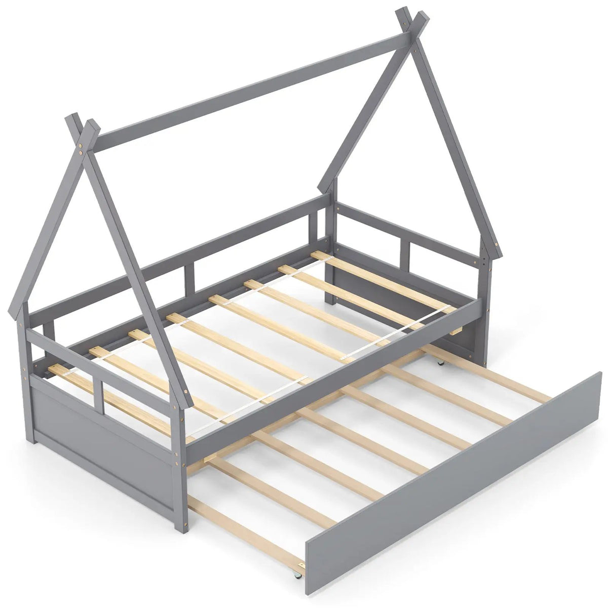 Twin Size House Bed with Trundle and Safety Guardrail, photo 9 of 9