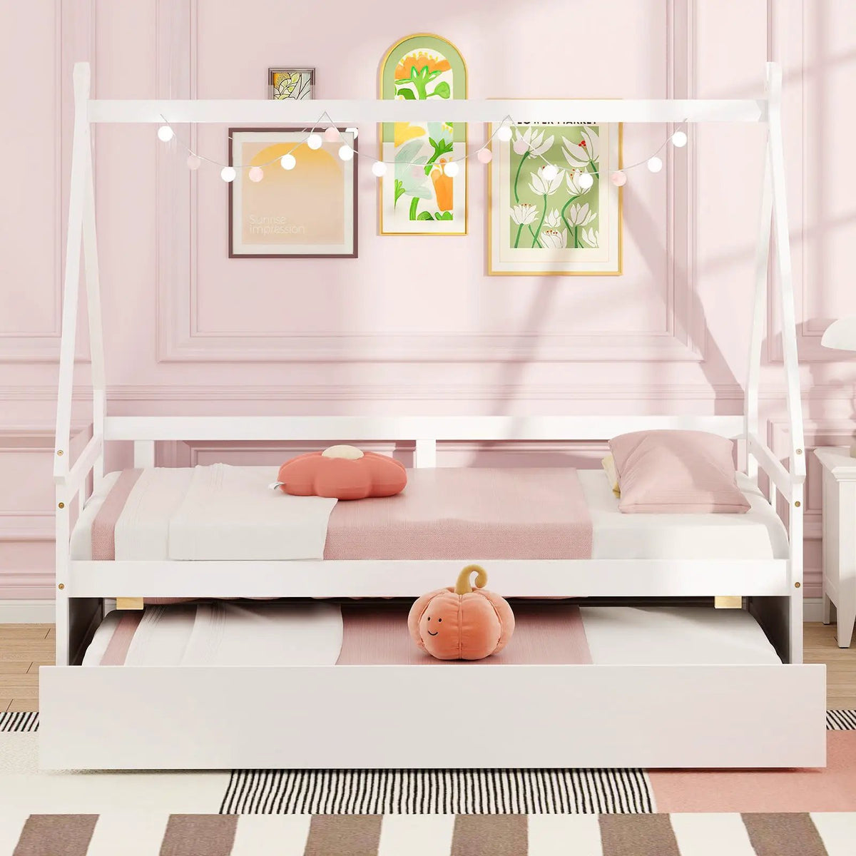 Twin Size House Bed with Trundle and Safety Guardrail, photo 6 of 9