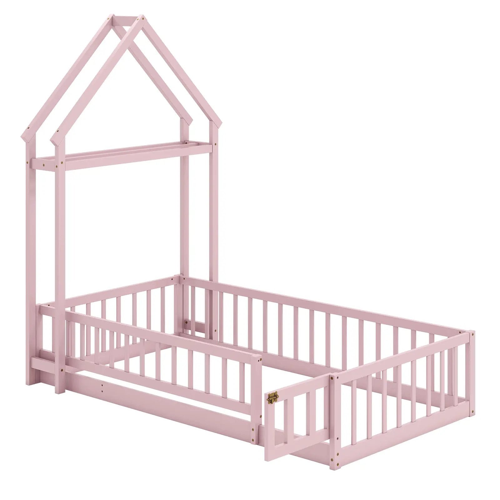 Twin Size House Floor Bed with House-shaped Headboard by DirectDeals