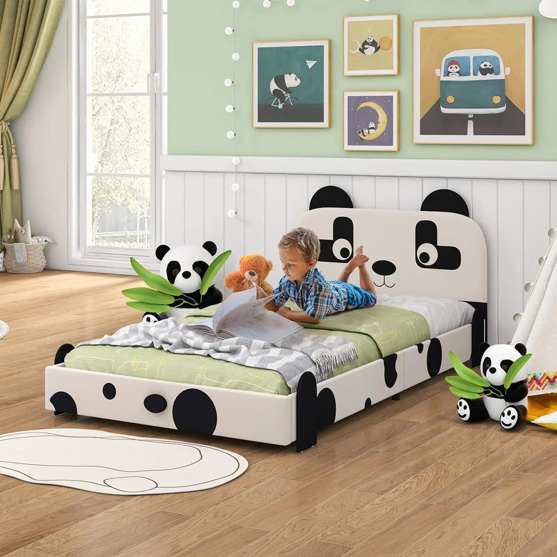 Twin Size Kids Bed with Cute Panda Headboard by DirectDeals