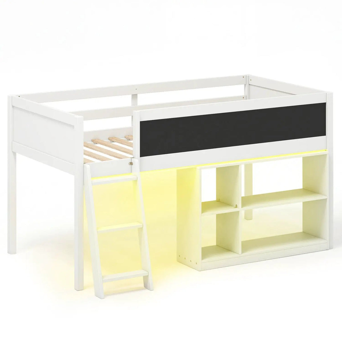 Twin Size Kids Loft Bed with LED Lights and Removable Bookcase, photo 5 of 16