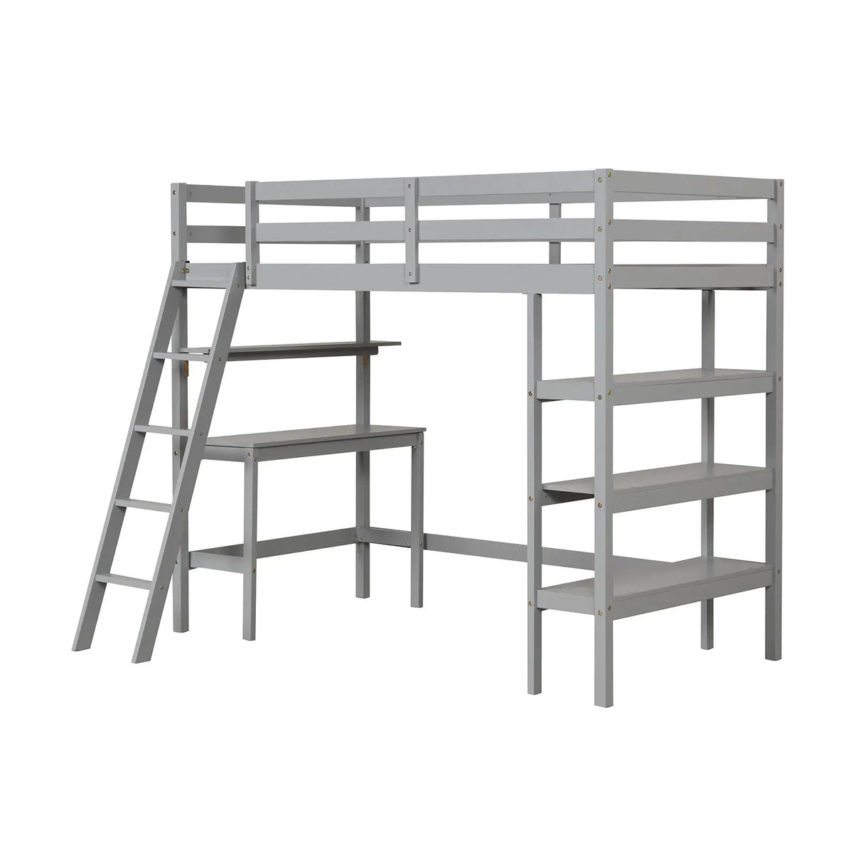 Twin Size Loft Bed with Desk and Bookshelves for Kids and Teens, photo 3 of 9