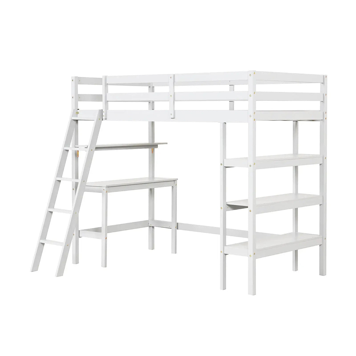 Twin Size Loft Bed with Desk and Bookshelves for Kids and Teens, photo 9 of 9