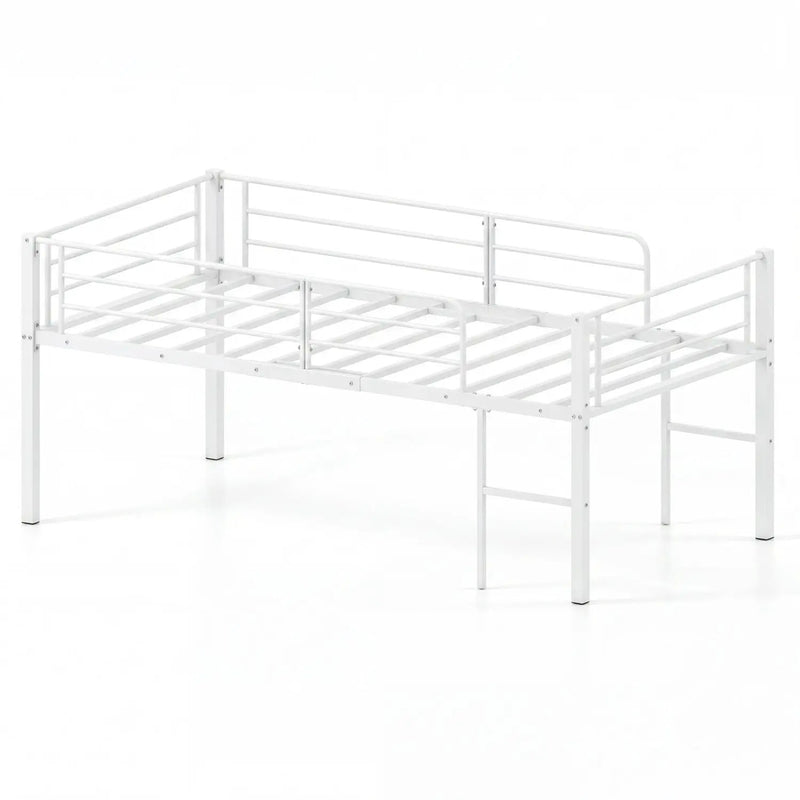 Twin Low Loft Bed with Safety Guardrails and 2 Ladders by DirectDeals