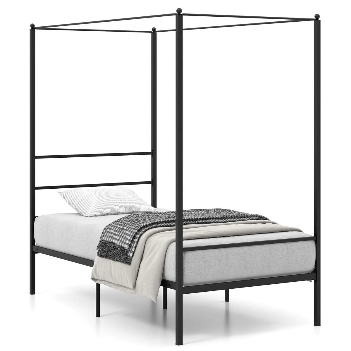 Twin/Full/Queen Size Metal Canopy Bed Frame with Slat Support, photo 3 of 11