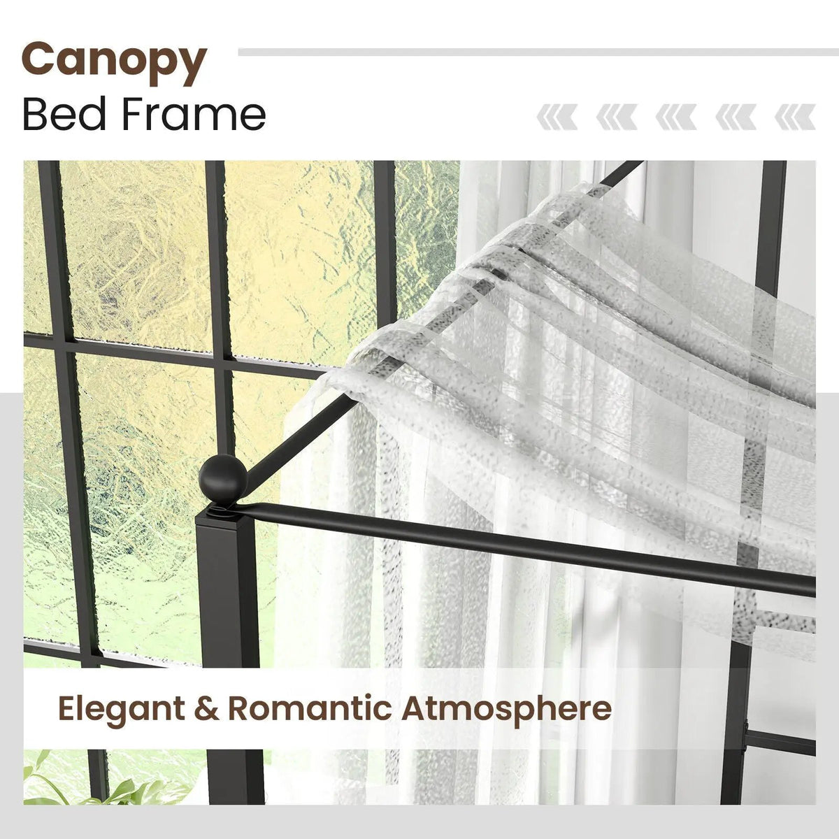 Twin/Full/Queen Size Metal Canopy Bed Frame with Slat Support, photo 7 of 11