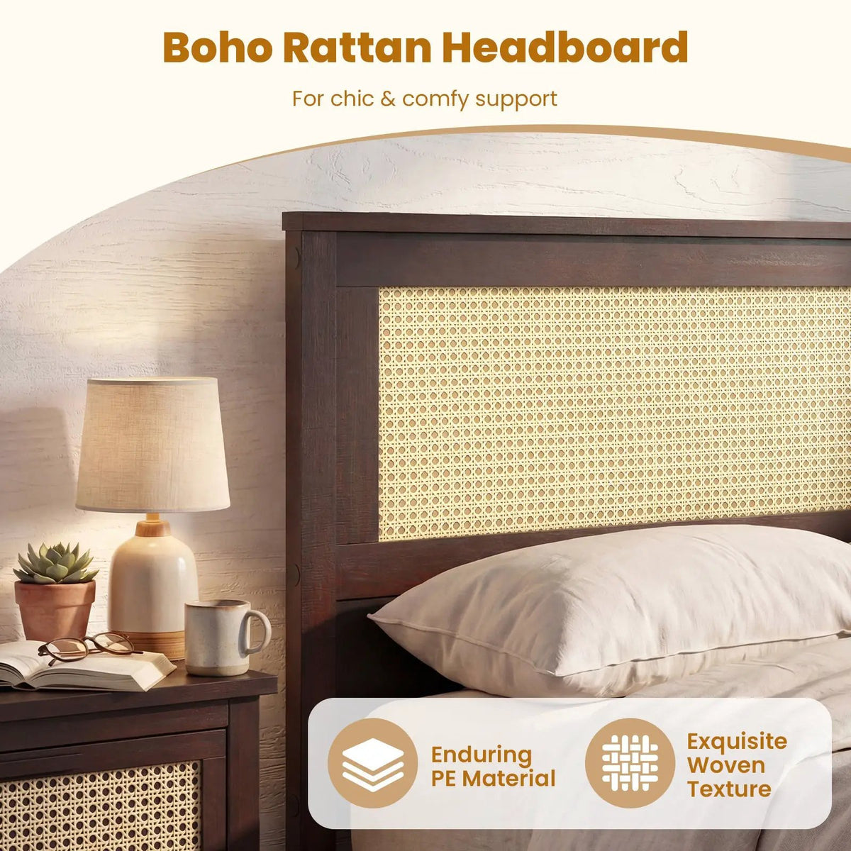 Twin Size Rattan Bed Frame with Storage Drawers, photo 8 of 24