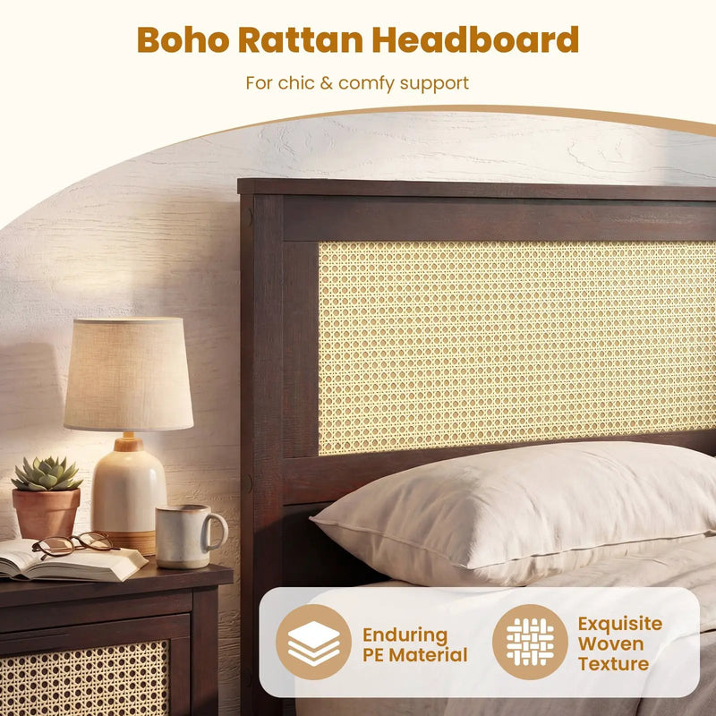 Twin Size Rattan Bed Frame with Storage Drawers by DirectDeals