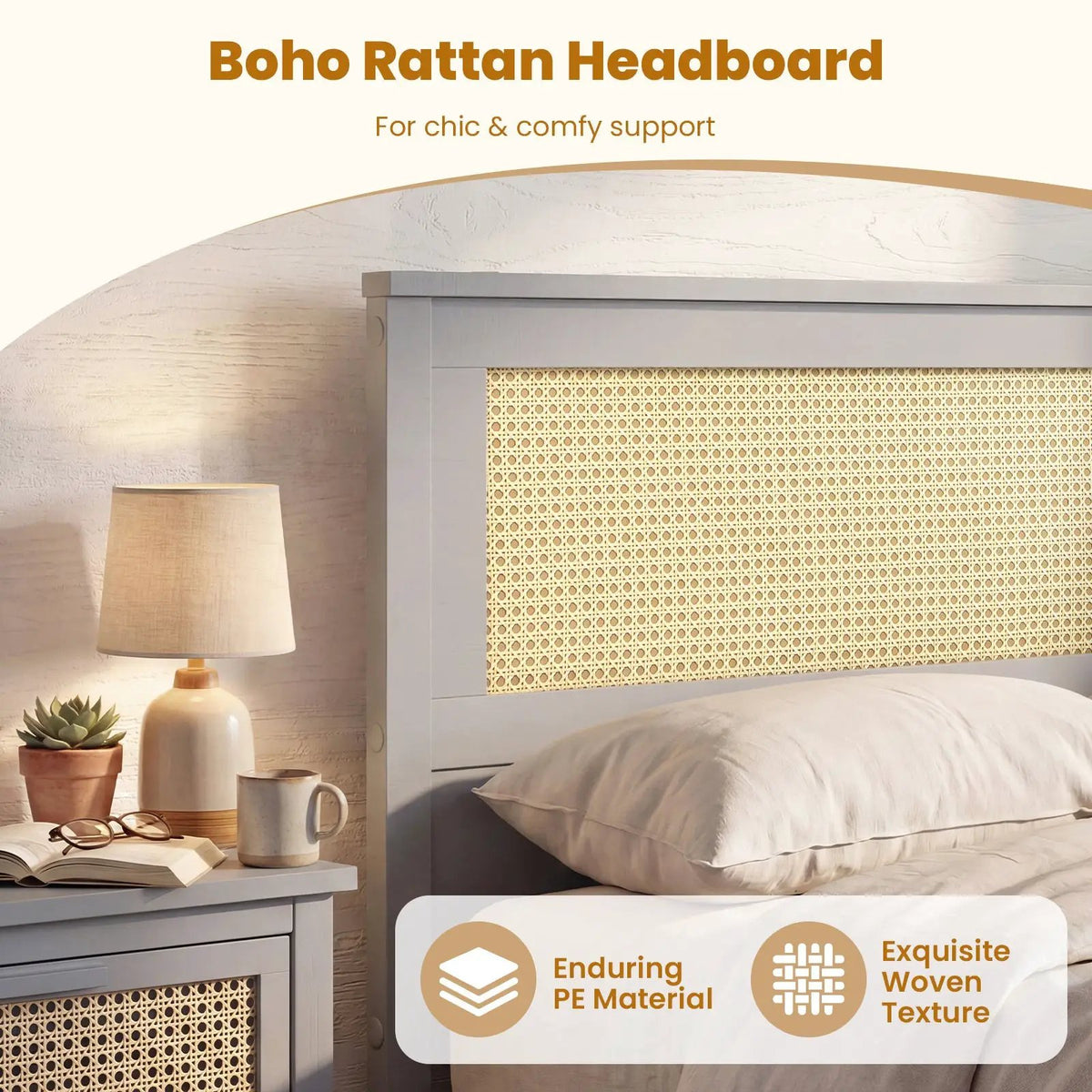 Twin Size Rattan Bed Frame with Storage Drawers, photo 7 of 24