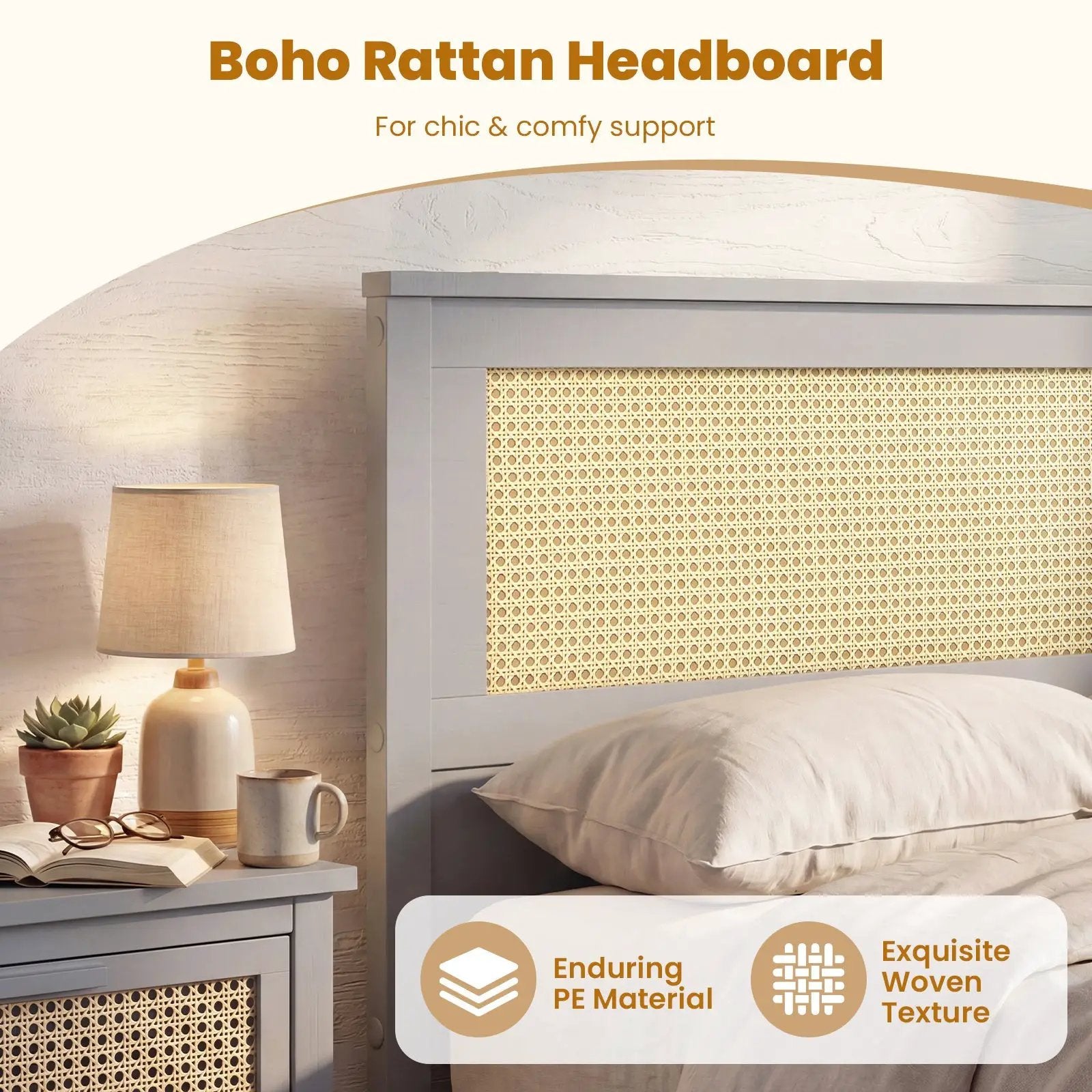 Twin Size Rattan Bed Frame with Storage Drawers by DirectDeals