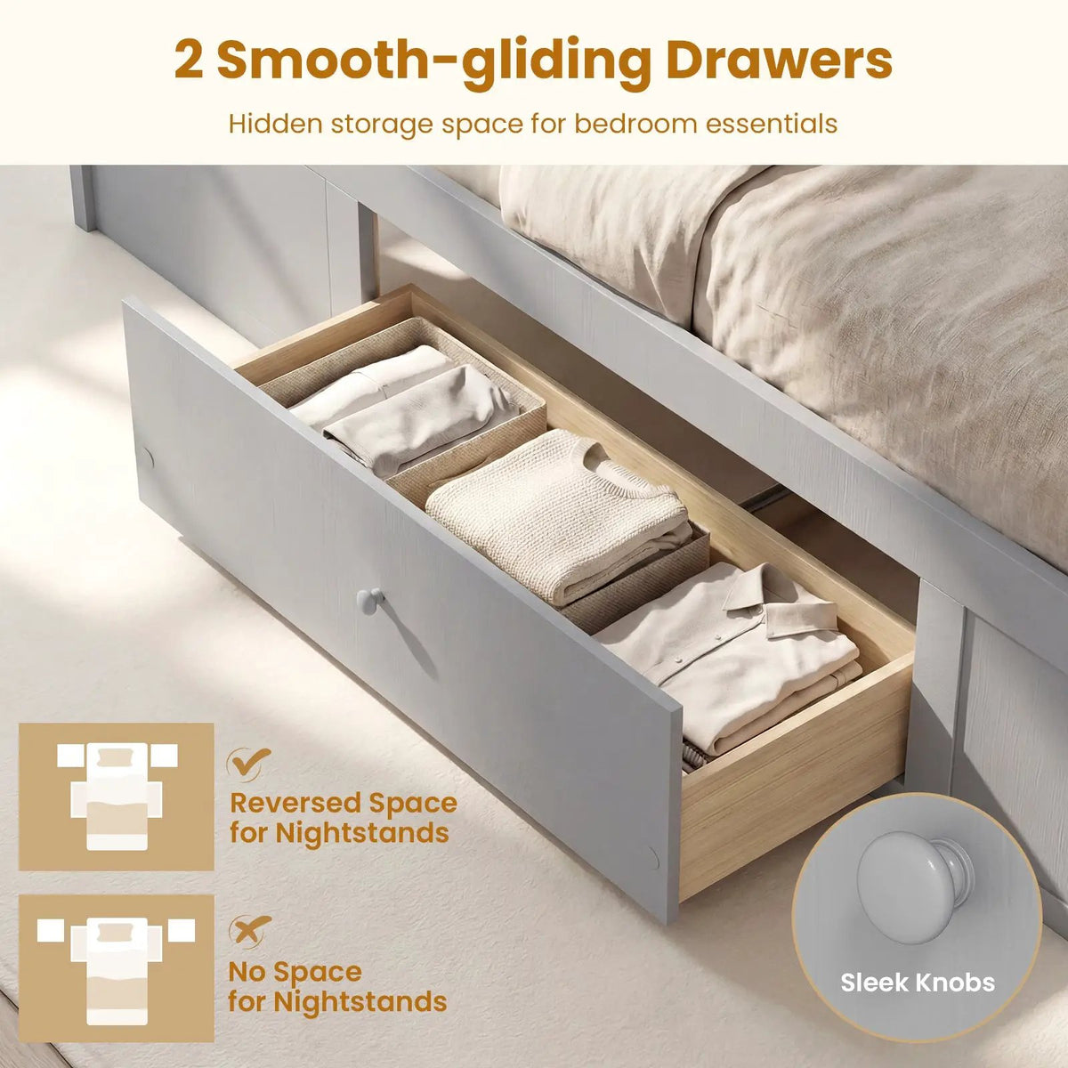 Twin Size Rattan Bed Frame with Storage Drawers, photo 10 of 24