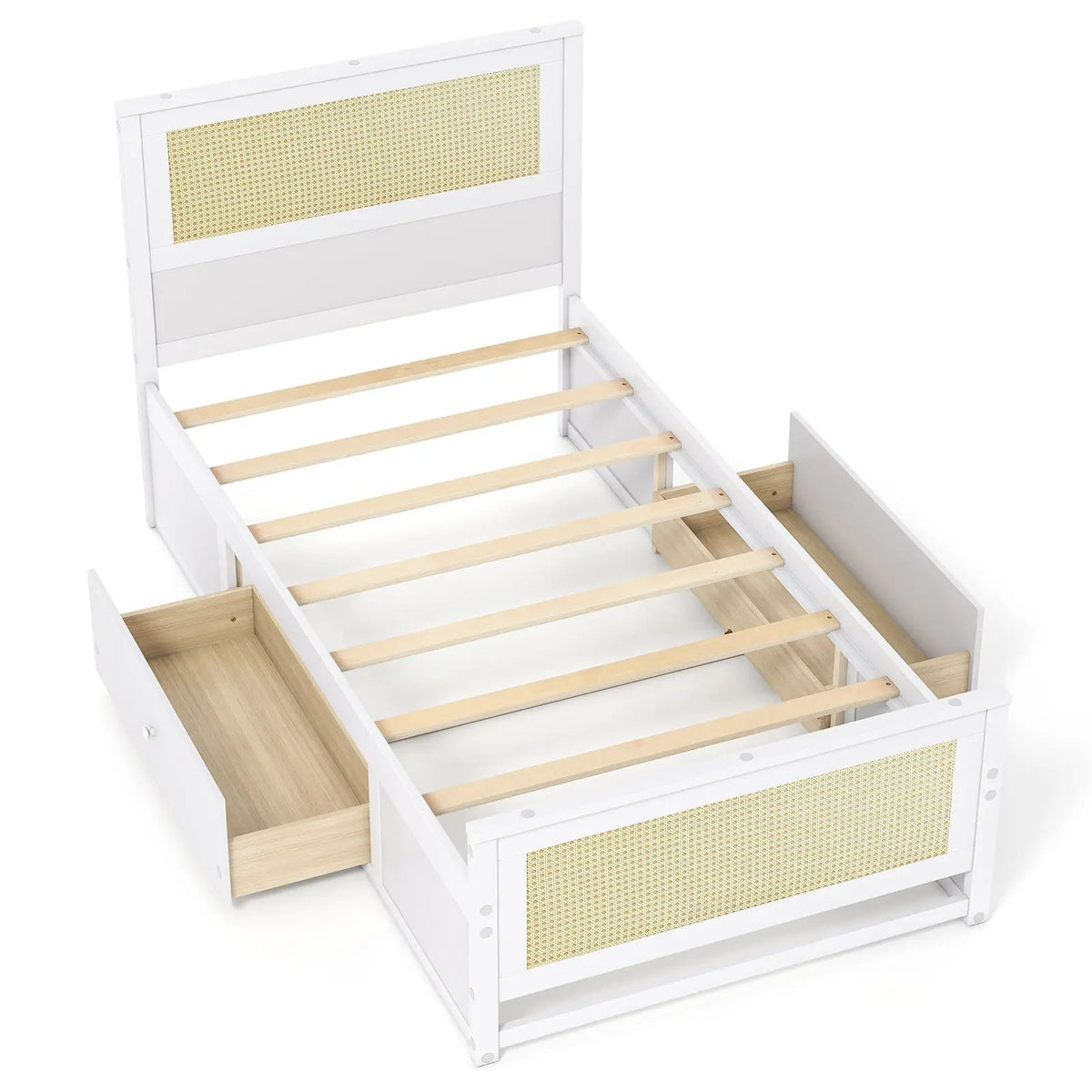 Twin Size Rattan Bed Frame with Storage Drawers, photo 20 of 24