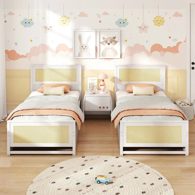 Twin Size Rattan Bed Frame with Storage Drawers by DirectDeals