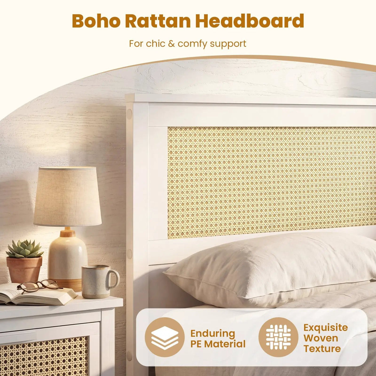 Twin Size Rattan Bed Frame with Storage Drawers, photo 9 of 24