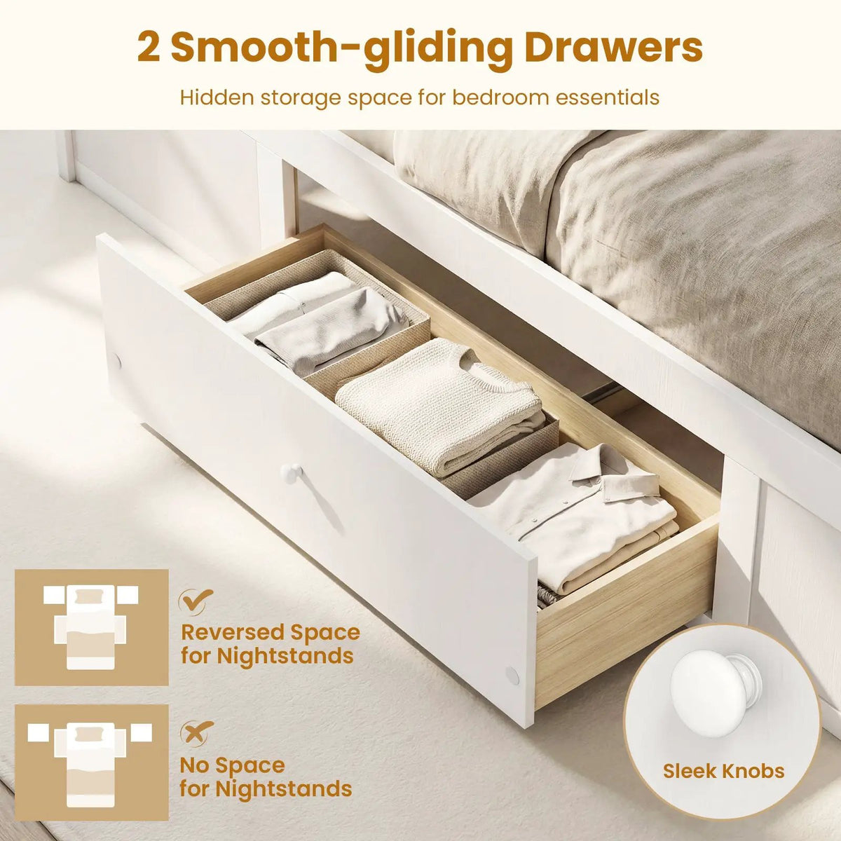 Twin Size Rattan Bed Frame with Storage Drawers, photo 24 of 24