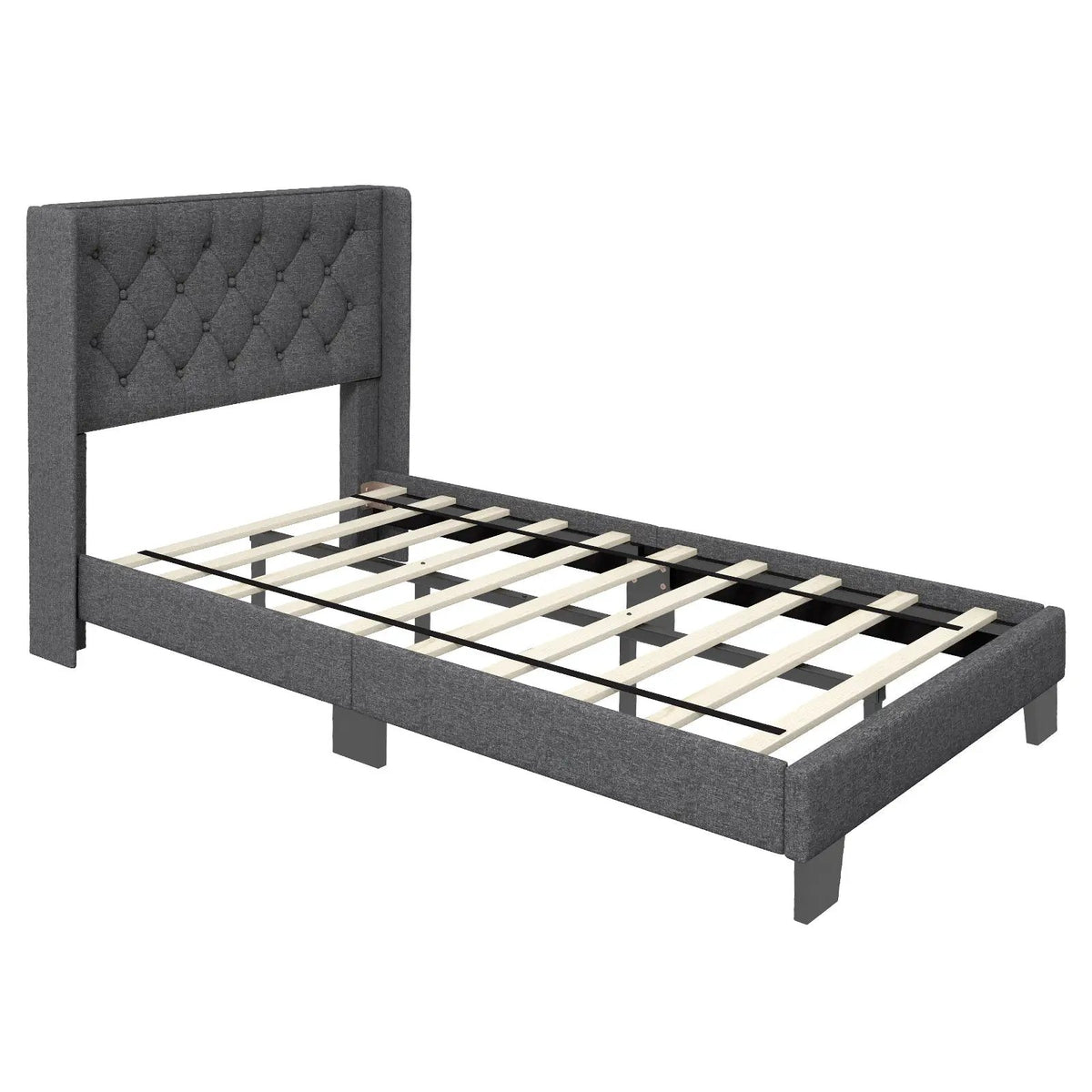 Twin/Full/Queen Size Upholstered Platform Bed with Button Tufted Headboard, photo 3 of 10