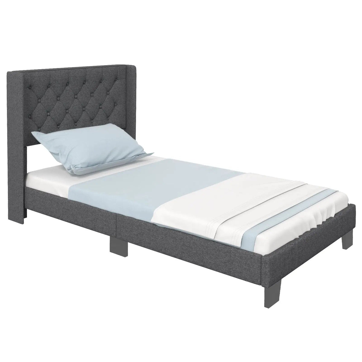 Twin/Full/Queen Size Upholstered Platform Bed with Button Tufted Headboard, photo 4 of 10