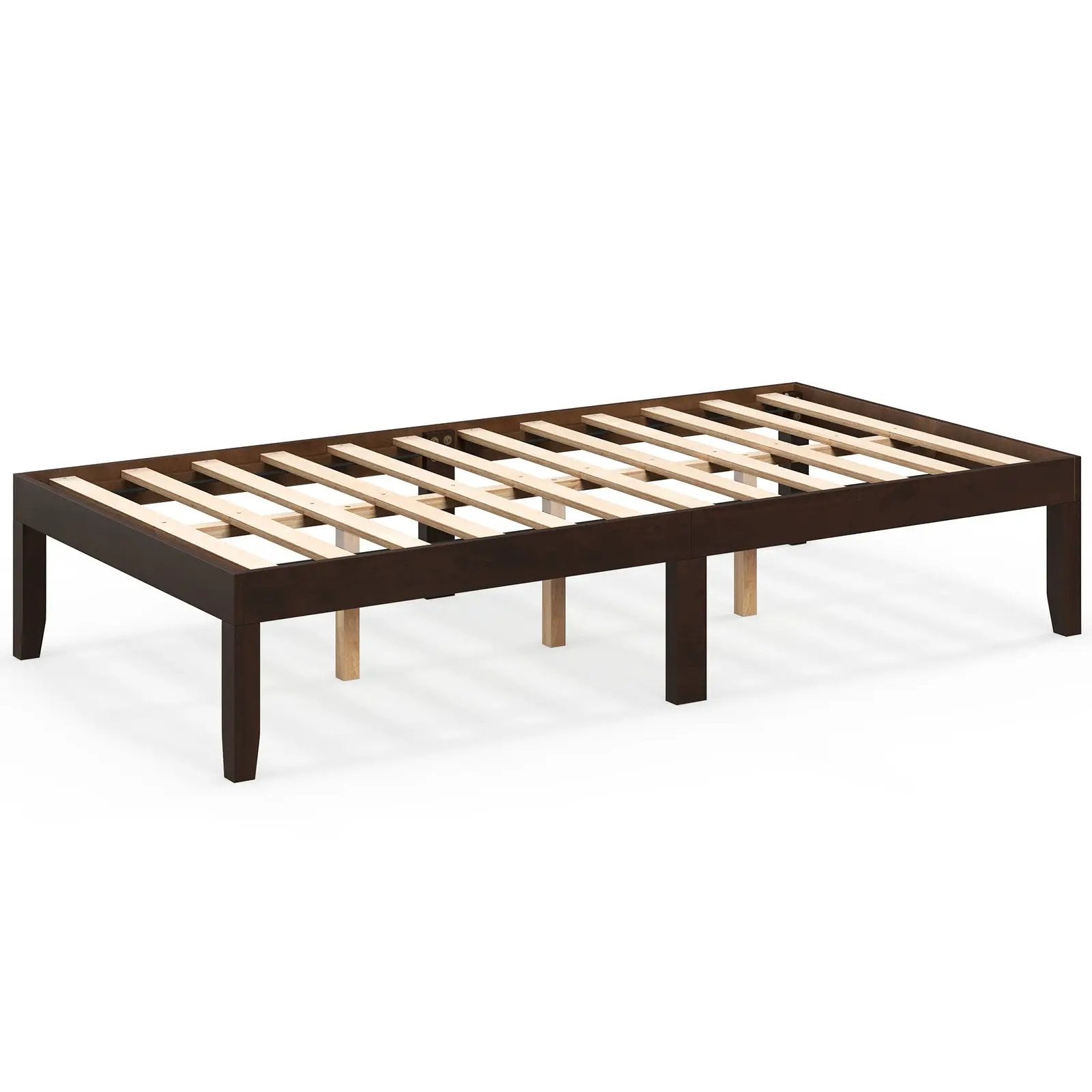 14 Inch Twin Wood Platform Bed Frame with Wooden Slats Support by DirectDeals