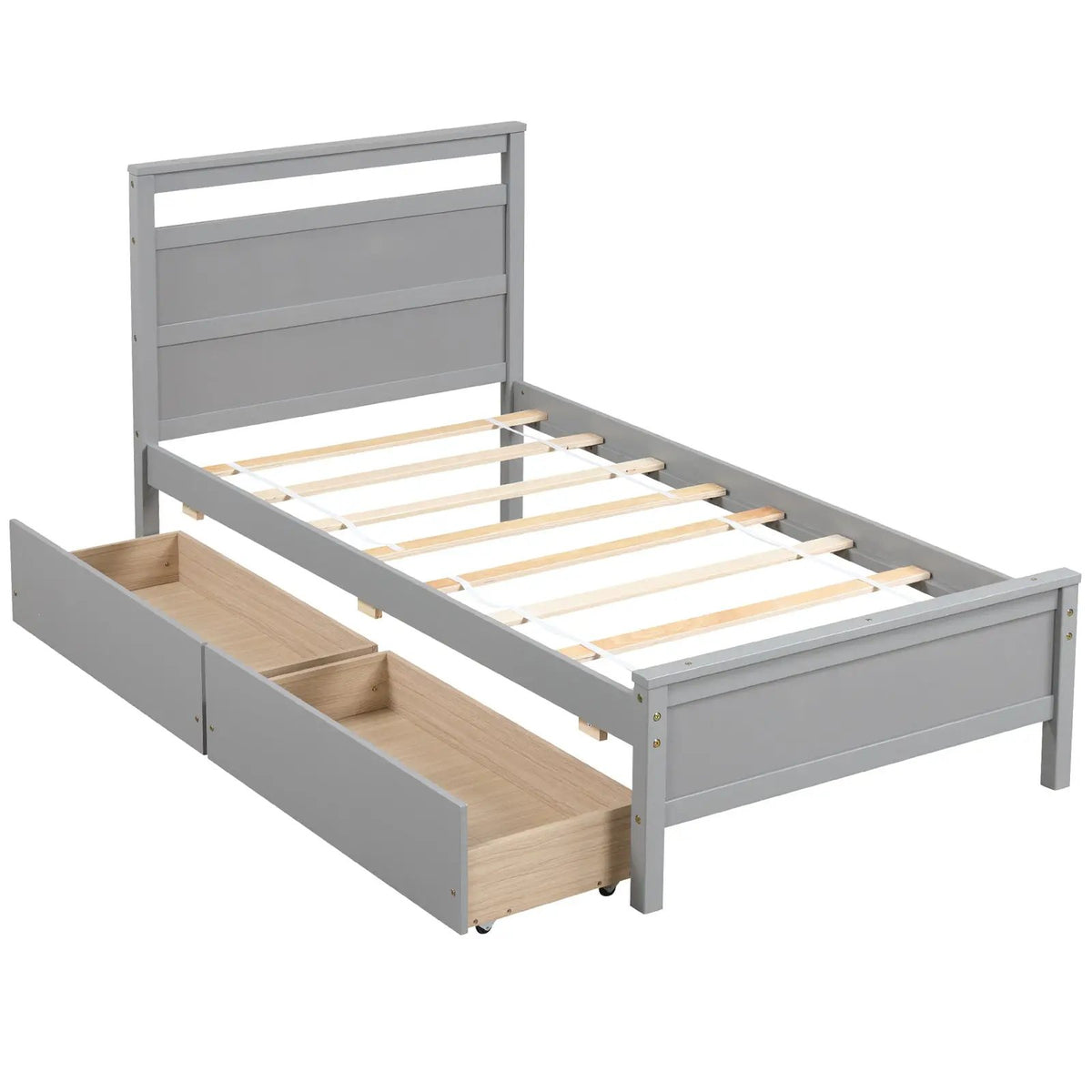 Twin Size Wooden Bed Frame with 2 Drawers for Teens and Adults, photo 3 of 9