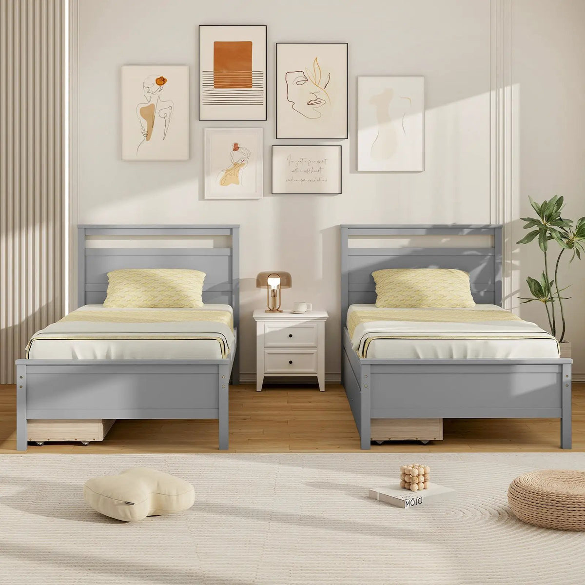 Twin Size Wooden Bed Frame with 2 Drawers for Teens and Adults, photo 5 of 9