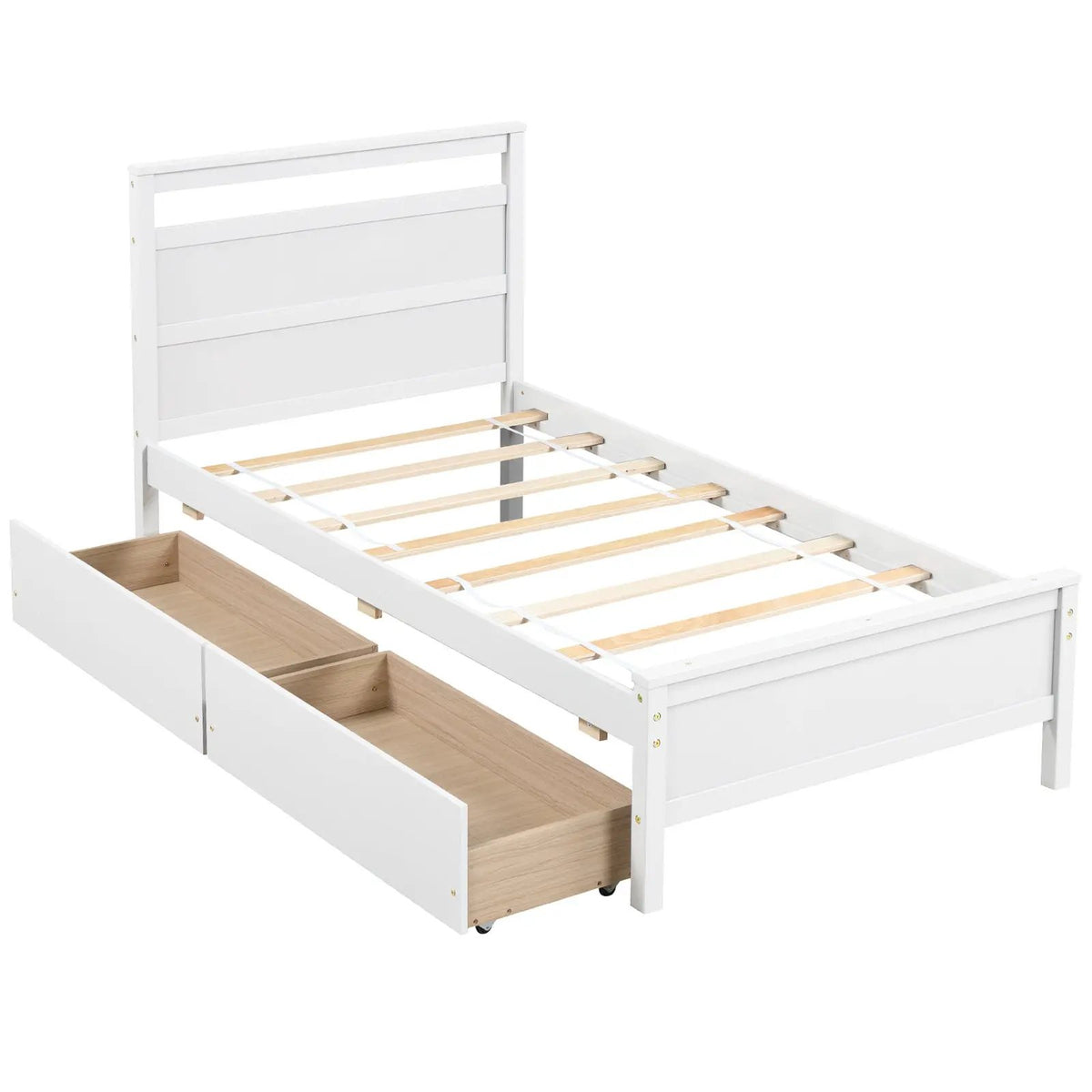 Twin Size Wooden Bed Frame with 2 Drawers for Teens and Adults, photo 9 of 9