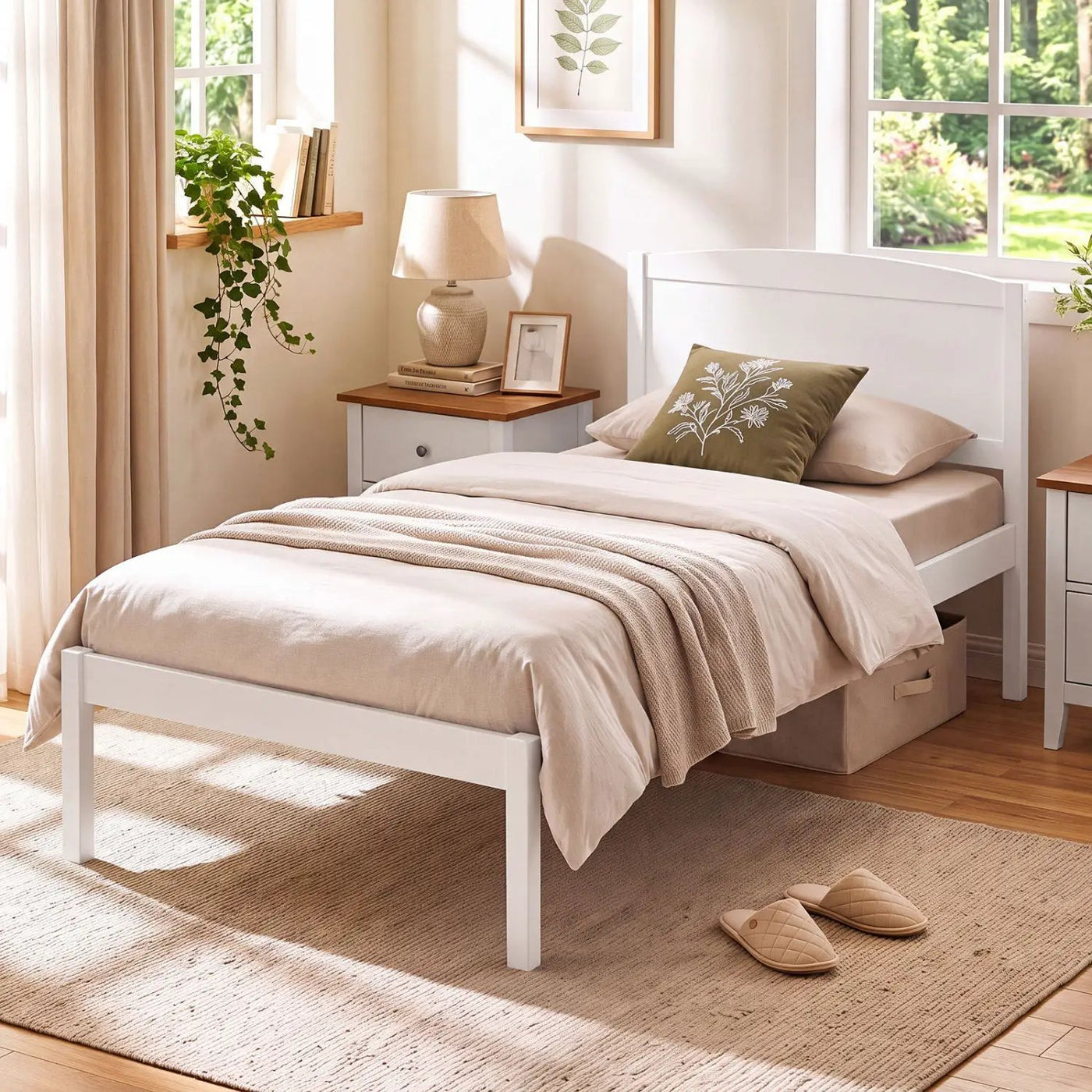 Twin Platform Bed Frame with Curved Headboard by DirectDeals
