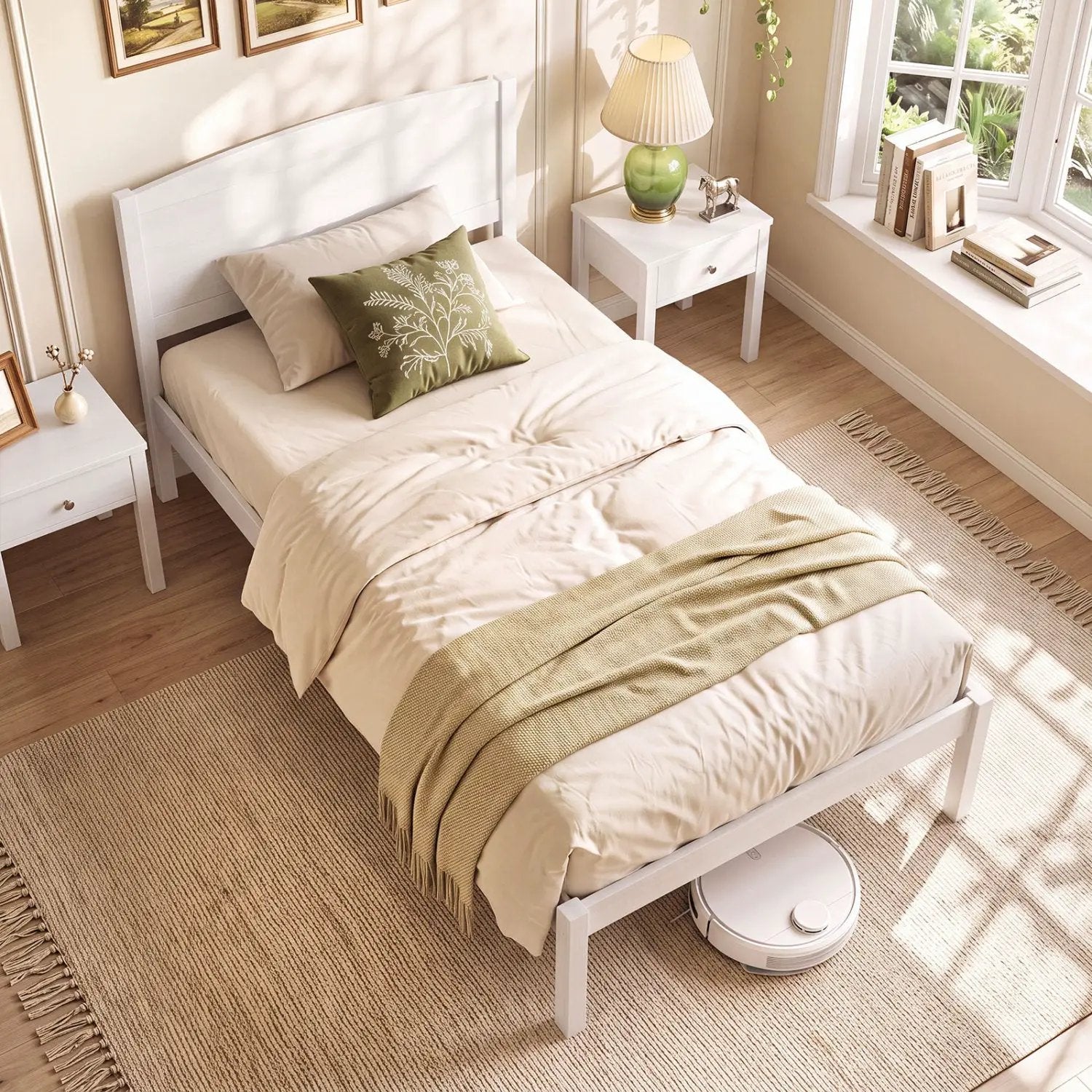 Twin Platform Bed Frame with Curved Headboard by DirectDeals