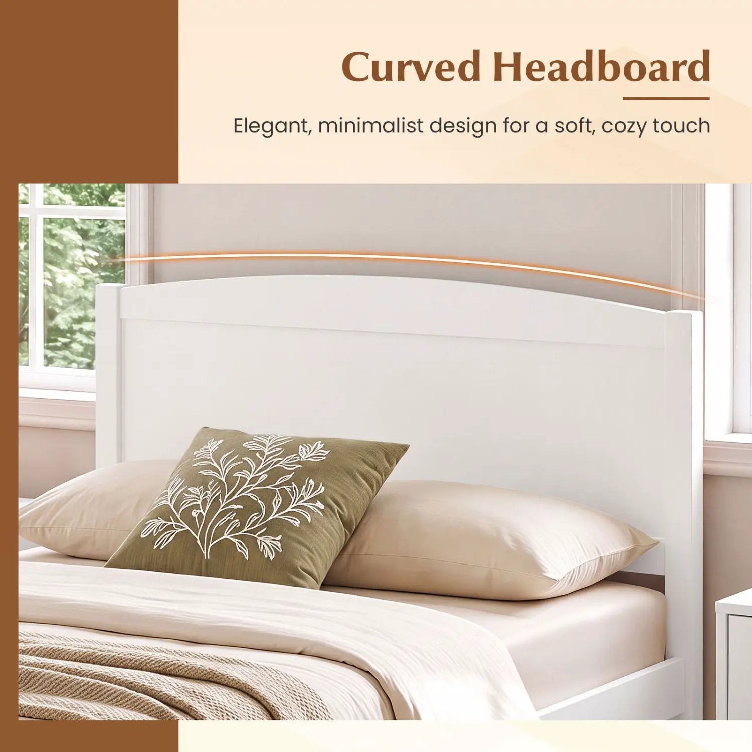 Twin Platform Bed Frame with Curved Headboard by DirectDeals