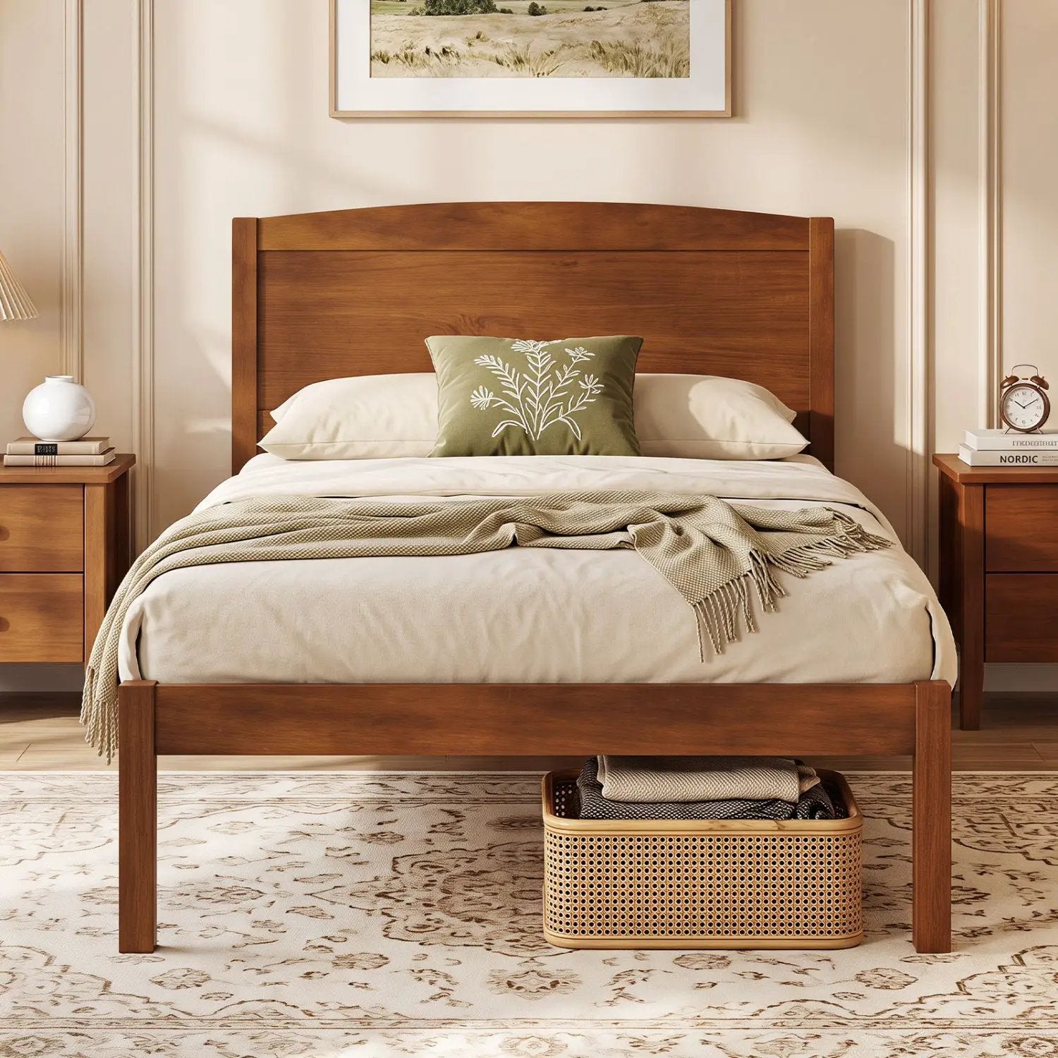 Twin Platform Bed Frame with Curved Headboard by DirectDeals