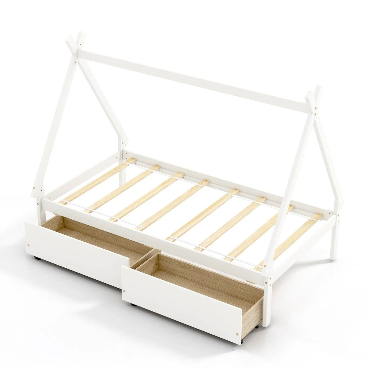 Twin Size Wooden Tent Platform House Bed with 2 Drawers, photo 10 of 10