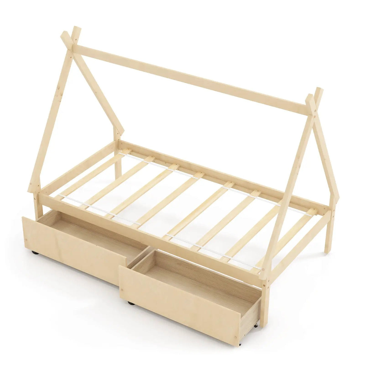 Twin Size Wooden Tent Platform House Bed with 2 Drawers, photo 9 of 10