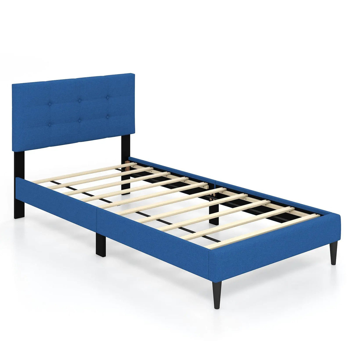 Twin Size Upholstered Platform Bed with Button Tufted Headboard-Gray, photo 9 of 9