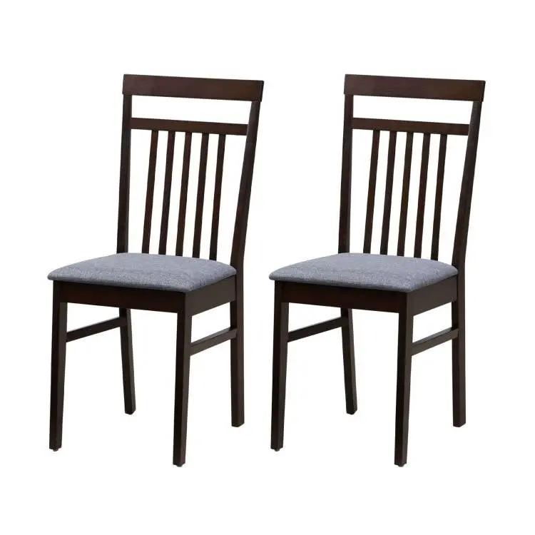 Set of 2 - Classic Sturdy Wood Dining Chair with Grey Upholstered Seat Cushion by HomePacific